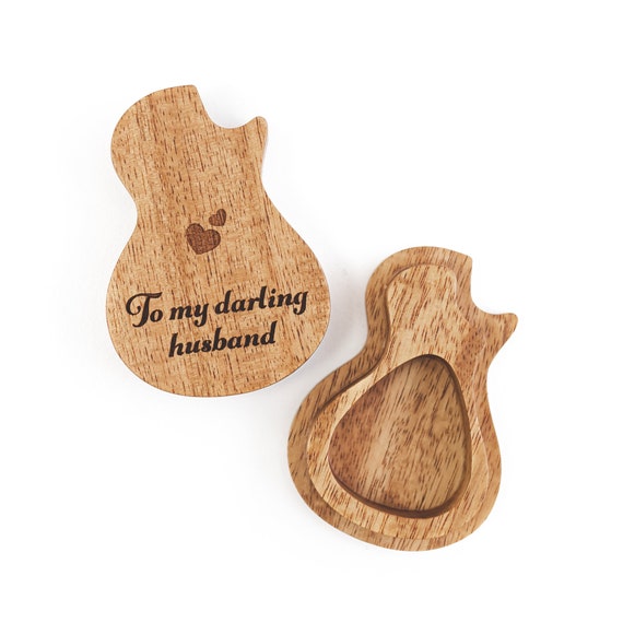 Portachiavi Porta Plettri Per Chitarra In Pelle - Con 5 Plettri A Forma Di Chitarra - Foto 10