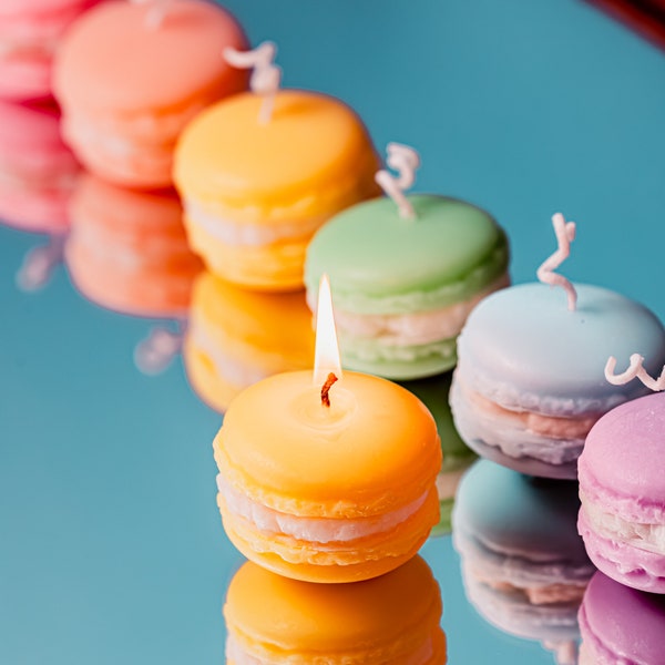 Macaron-Kerze, französische Macarons, Macaron-Dekor, Bester-Freund-Geschenke, geformte Kerze, Dessertkerze, Geburtstagskerzen, Geburtstagsgeschenk für sie