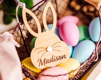 Personalized Easter Basket Tags, Custom Easter Bunny Tag, Easter Egg Tag, Kids Easter Tag, Easter Name Tags,