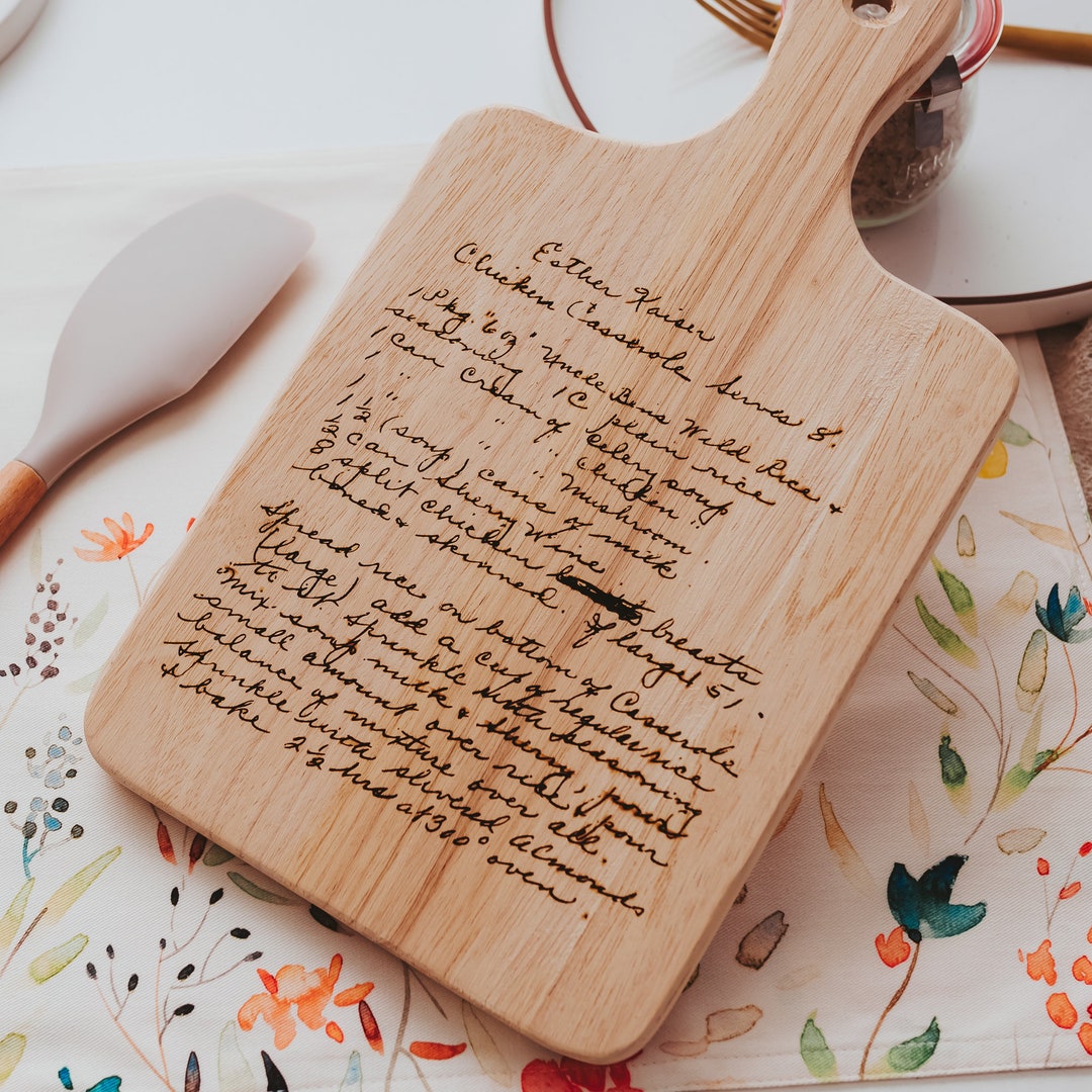 Handwritten Recipe Cutting Board, Engraved Recipe Board, Gift for Mom