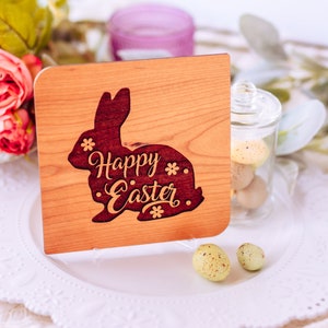 Cartões de feliz páscoa, presentes de páscoa personalizados, recheios de cesta de páscoa, cartão de madeira, cartões de madeira de coelhinho da páscoa, páscoa de fazenda