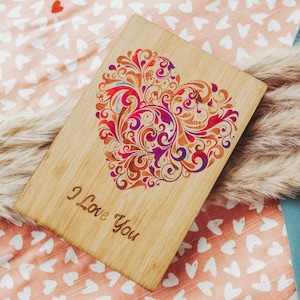 I Love You Card, Wood Anniversary Card, 5 Year Anniversary Card, Anniversary Card for Wife, Husband Anniversary,