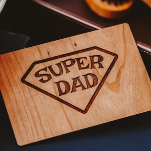 Superpai, presente de dia dos pais do filho, cartão de dia dos pais, cartão de madeira,