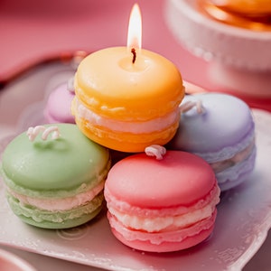 Colorful Macaron Mini Candles, Peach Scented Candles, Cute Small Candles, Food Theme Candles, Dessert Candles Colorful, Small Family Gifts