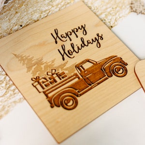 Kersttruck met boomkaart, gepersonaliseerde kerstkaart, kerstkaart, aangepaste kerstkaart, Happy Holidays Card, kerstcadeautruck