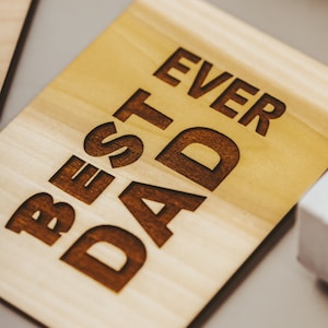 Vaderdagcadeau van dochter, vaderdagkaart, gepersonaliseerde cadeaus voor vader, houten kaart, beste vader ooit,