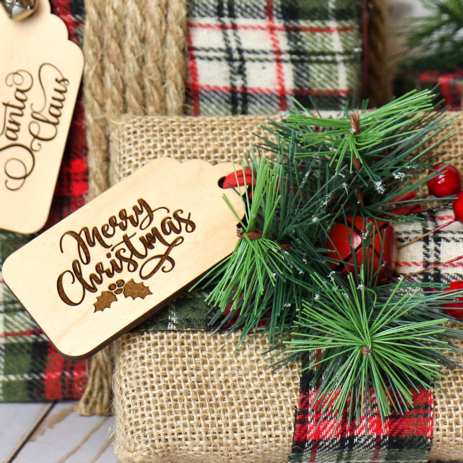 Luxury Wooden Christmas Gift Tags / Wooden Holiday Gift Tags / Etsy