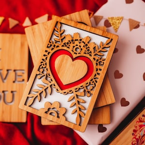 Wood Greeting Card, 5 Year Anniversary Card, Anniversary Gift for Wife, 5th Anniversary Gift for Her, Wood Anniversary Gift,