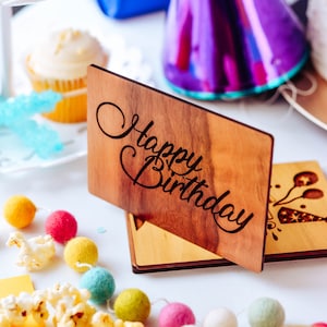 Wood Birthday Card, Personalized Birthday Card, Happy Birthday Card, Laser Cut Card, Birthday Gift, Unique Birthday Card, Bday Card
