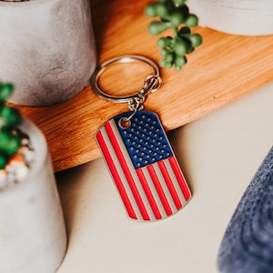 US American Flag Keychain, Patriotic USA Flag Keyring, American Flag Key Chain, American Flag Keychain, Stars And Stripes Keyring, USA Gift