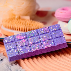 Barra de bomba de baño púrpura, accesorios de baño, bomba de baño de barra de chocolate, bomba de baño de lujo, regalo de baño de spa, bomba de baño relajante, bomba de baño brillante