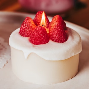 Strawberry Candle, Cake Candle, Birthday Cake Candle, Dessert Candle, Housewarming Gift, Love Candle, Cute Candle, Unique Candles,