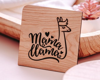 Mama Llama Gifts, Mothers Day Gift from Daughter, Engraved Wood Card, Mothers Day Card, Personalized Mom Gift from Kids,