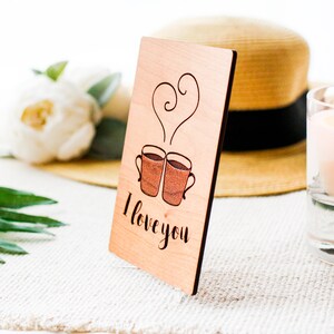 Biglietto di anniversario/San Valentino in legno inciso con messaggio personale / Biglietto ti amo / Nota d'amore / Lettera d'amore / Biglietto personalizzato