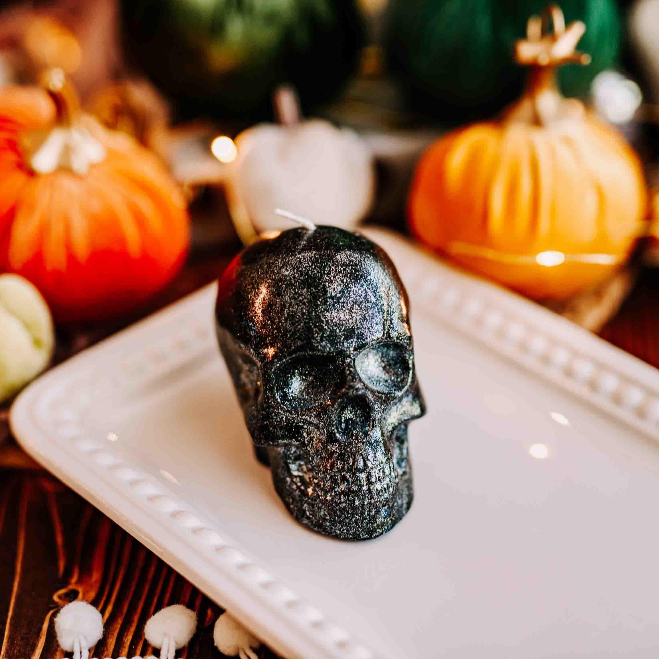 Halloween Skull Candle Black Skull Halloween Candle - 50 Hour Burn