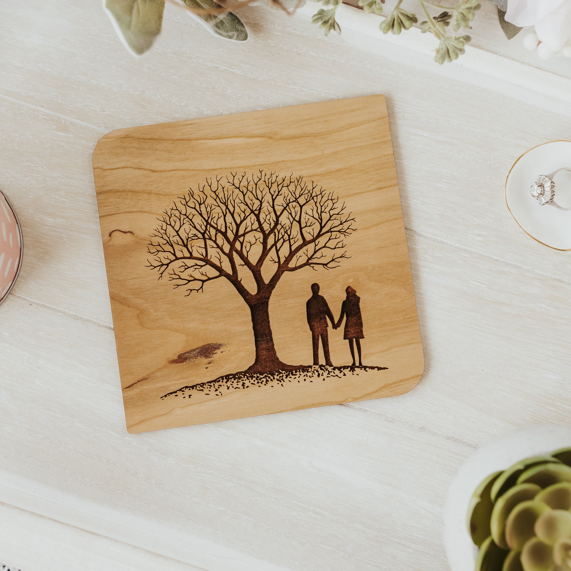 5th Anniversary Gift for Her 5 Year Anniversary Card Wood Etsy