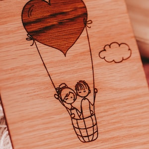 5th Anniversary Gift For Her, Wood Anniversary Gift For Her, 5th Anniversary Card, 5 Year Anniversary Husband, Wooden Card, Personalized