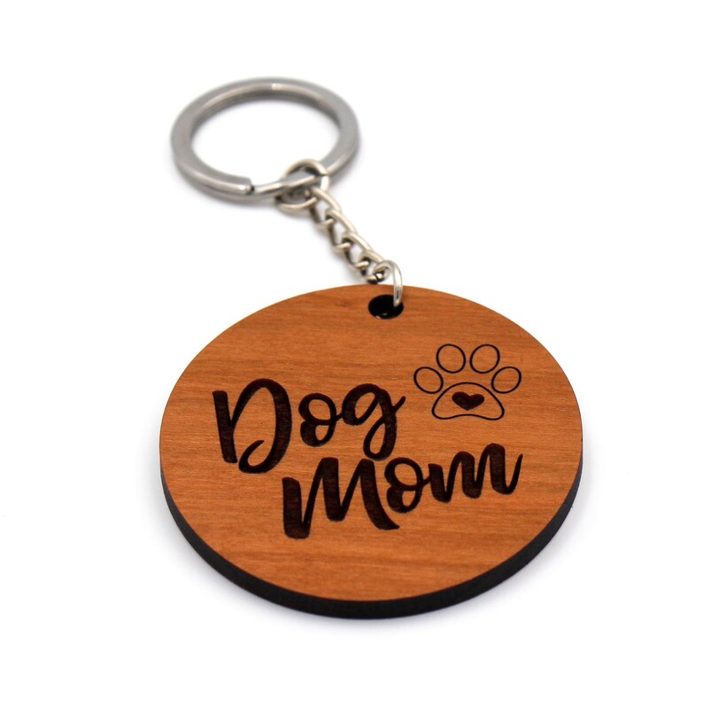Wooden Keychain / Dog Mom Keyring / Gift for Her / Gift for Etsy