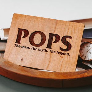 Vaderdagkaart Pops, Pops Gift, gepersonaliseerd cadeau, houten kaart, Pops,