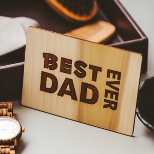Beste vader ooit, vaderdagcadeau van zoon, vaderdagkaart, houten kaart,