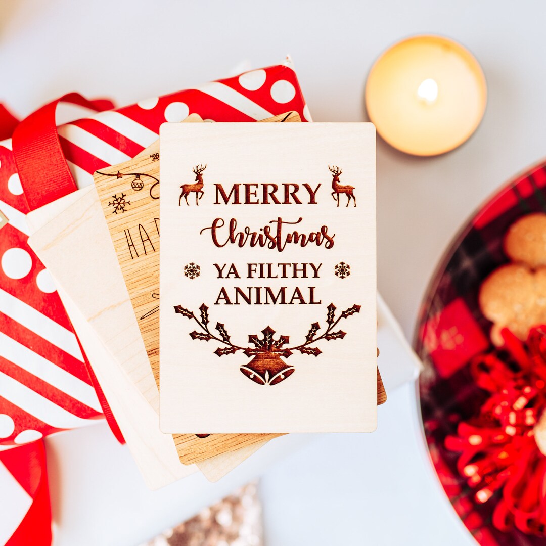 Christmas Movie Card, Merry Christmas Card, Holiday Card, Wood Greeting