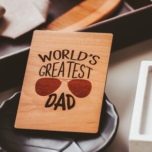Vaderdagcadeau van dochter, vaderdagkaart, gepersonaliseerde cadeaus voor vader, houten kaart, beste vader,