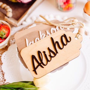 Gepersonaliseerde kerstcadeaukaartjes met namen, houten kerstkaartjes, op maat gegraveerde kaartjes, kerstvakantiekaartjes, kerstkouskaartjes