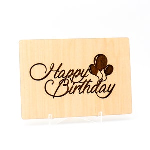 Tarjeta de feliz cumpleaños, tarjeta personalizada de madera, tarjeta de nieta, tarjeta de cumpleaños de novio, tarjeta de cumpleaños de aniversario, tarjeta de cumpleaños grabada
