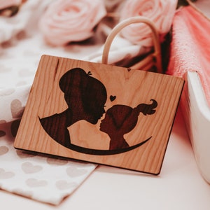 Moederdagcadeau van dochter, gegraveerde houten wenskaart, gepersonaliseerde moederdagkaart voor moeder, moeder en dochter
