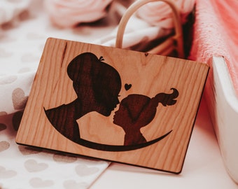 Mothers Day Gift from Daughter, Engraved Wood Greeting Card, Personalized Mothers Day Card for Mom, Mother and Daughter