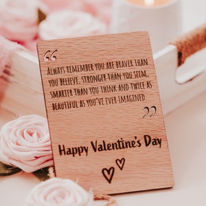 Valentijnsdag kaart voor dochter, meisje Valentijnskaarten, aangepaste houten kaart,