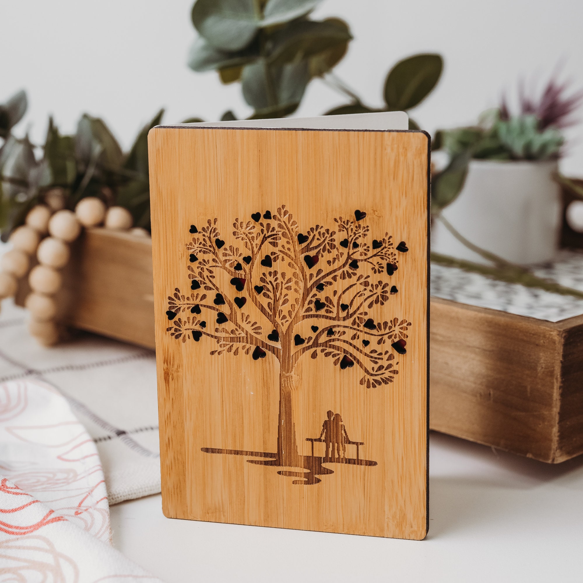 5th Anniversary Card, Wood Card, Anniversary Card for Couple, Unique Wedding Card, Wood Anniversary, Mr And Mrs Card, Gift For Her,Love Card