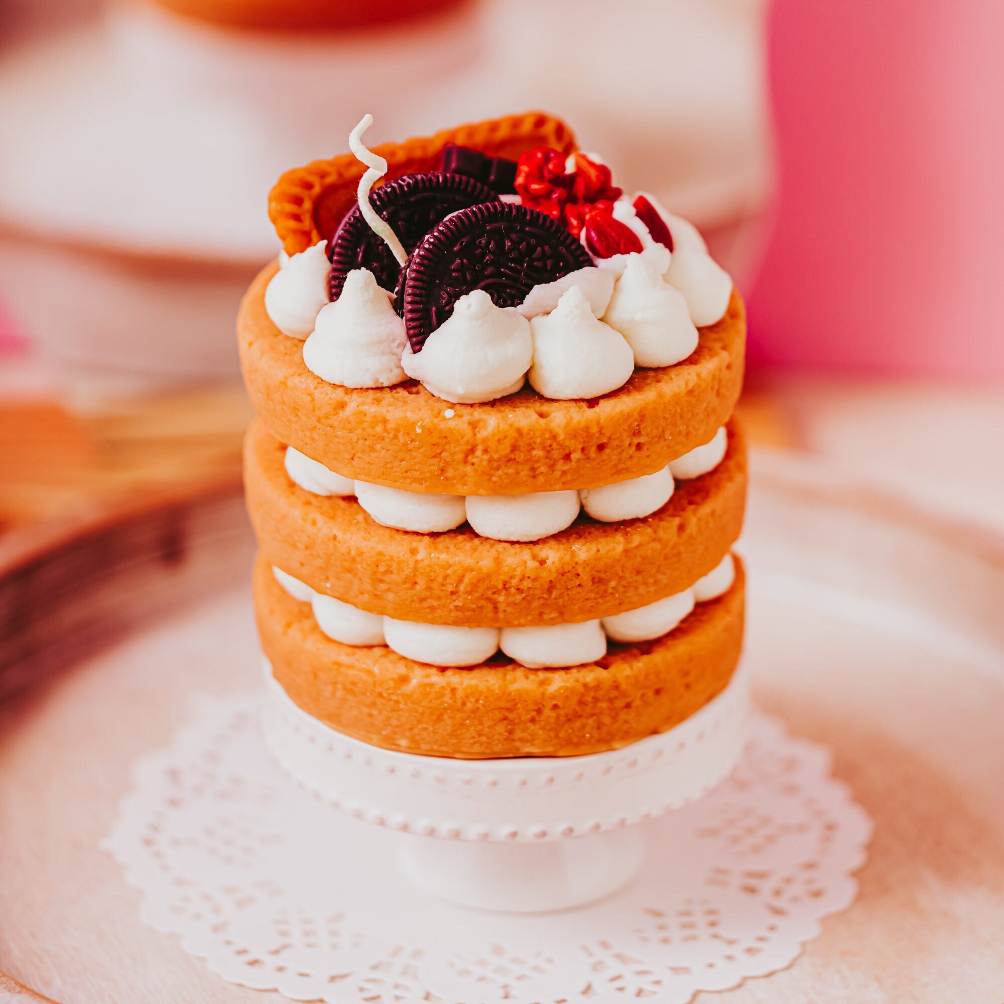Bougie de gâteau éponge, bougies de dessert, bougies alimentaires de nouveauté, bougies parfumées alimentaires, cadeaux sur le thème alimentaire, bougies pour filles, cadeau pour elle,