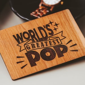 Fathers Day Card Pops, Pops Gift, Personalized Gift, Wood Card, World's Greatest Pop,