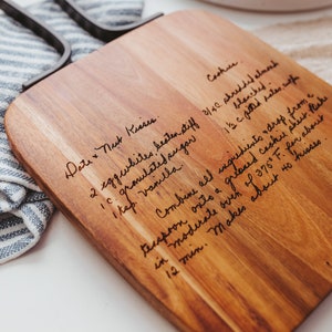 Gegraveerde receptenschaal, gepersonaliseerd bord charcuterie met recept, handgeschreven receptenbord, houten bord op maat gemaakt, leuk cadeau voor kok,