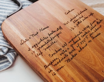 Engraved Recipe Platter, Personalized Charcuterie Board with Recipe, Handwritten Recipe Board, Custom Recipe Wood Board, Cute Gift for Cook,