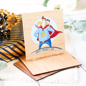 Feliz Dia dos Pais, Presente de Dia dos Pais de Crianças, Cartão de Dia dos Pais, Cartão de Madeira, Presente Personalizado,