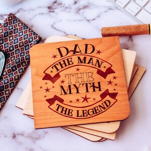 Fathers Day Gift from Son, Fathers Day Card, Wood Card, Man Myth Legend,