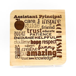 Cadeau adjunct-directeur, waarderingsweek leraar, houten kaart, kaart voor adjunct-directeur