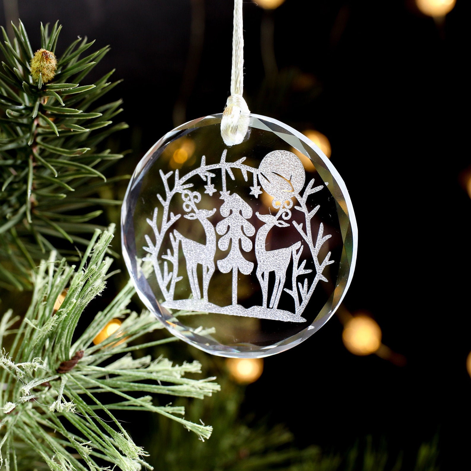 Glass Christmas Ornaments Handmade Laser Engraved Ornament Etsy