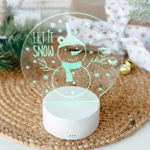 Christmas Night Light, Christmas Desk Lights, Christmas Decor, Kids Room Lamp, Snowman Led Lights, Bedside USB Lamp, Let It Snow Lights