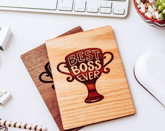 Tarjeta de felicitación de agradecimiento del mejor jefe de todos los tiempos, tarjeta de mejor gerente de todos los tiempos, mejor supervisor de todos los tiempos, regalo del día del jefe, tarjeta de jefe de madera, tarjeta de agradecimiento del día del jefe