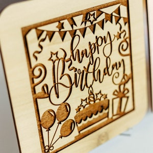 Tarjeta de cumpleaños de madera, tarjeta personalizada, tarjeta de feliz cumpleaños, tarjeta de cumpleaños única, tarjeta de madera, regalo de mejor amigo, tarjeta de mensaje personalizado,