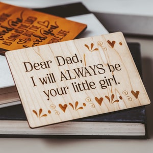 Regalo per la festa del papà da parte della figlia, biglietto per la festa del papà, regali personalizzati per papà, biglietto in legno, biglietto da parte della figlia,