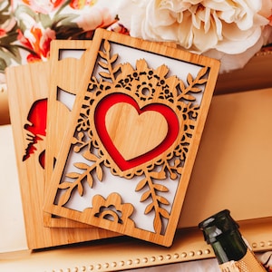 Heart Card, Engagement Card, Card for Couple Anniversary, Engagement Gifts for Couple, Newly Engaged, Wood Card,