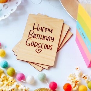 Happy Birthday Gorgeous, Wood Card for Her, Birthday Card for Wife, Birthday Cards for Girlfriend, Happy Birthday Card, Card for Best Friend