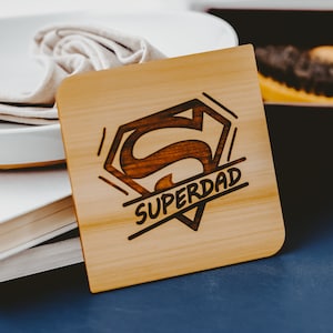 Superpai, presente de dia dos pais do filho, cartão de dia dos pais, cartão de madeira,