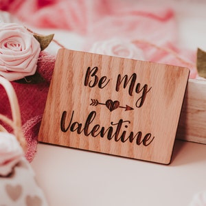 Wees mijn Valentijnskaart, houten kaart, man Valentijnsdag kaart, Valentijnsdag kaart voor hem, Valentijnsdag cadeau voor man, gepersonaliseerd cadeau