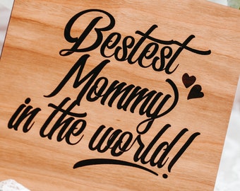 Best Mom, Mothers Day Gift from Daughter, Engraved Wood Card, First Mothers Day Card, Mom Gift from Kids, Mothers Day Card from Husband.