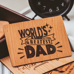 Vaderdagcadeau van dochter, vaderdagkaart, gepersonaliseerde cadeaus voor vader, houten kaart, beste vader,